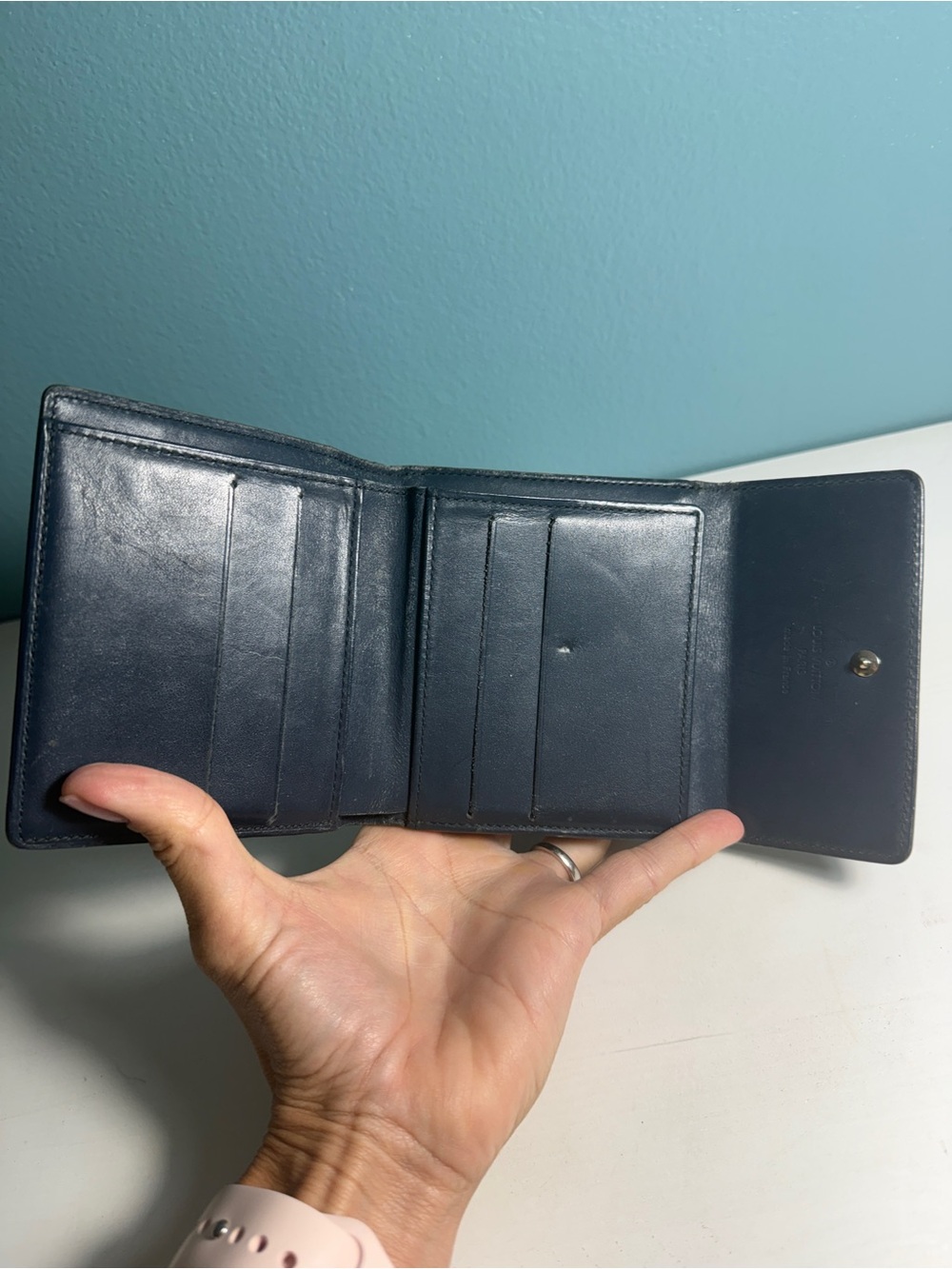 Authentic Louis Vuitton Monogram Mat Elise Trifold Wallet - Matte Noir Black - Picture 6 of 8